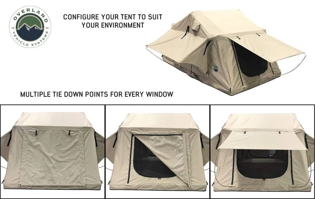 Overland Vehicle Systems TMBK 3 Roof Top Tent - Tan Base With Green Rain Fly | Universal