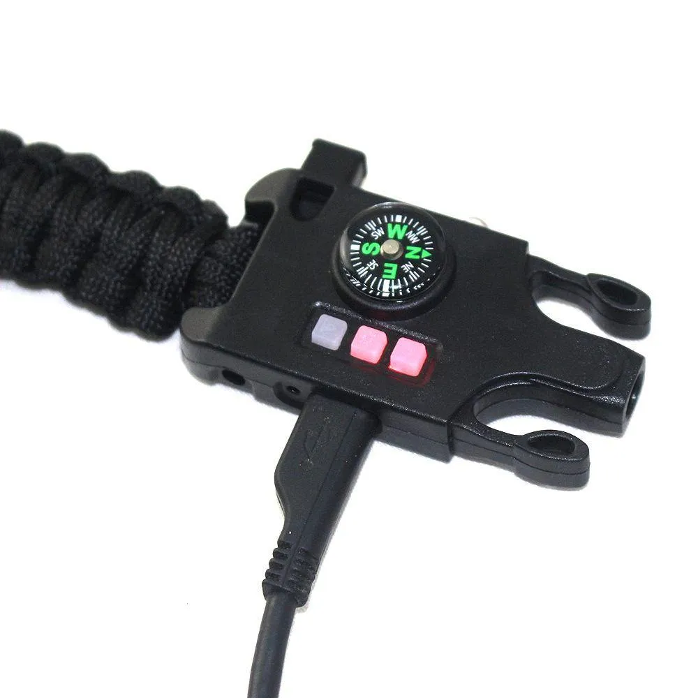 Paracord Bracelet Survival Rechargeable Survival Wirst with LED