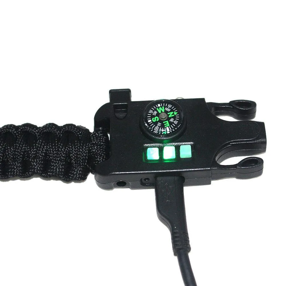 Paracord Bracelet Survival Rechargeable Survival Wirst with LED