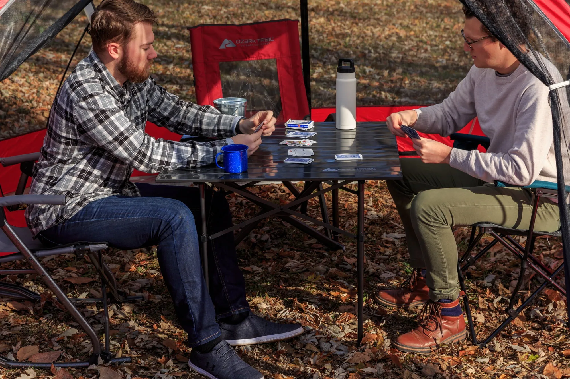 Roll Top Camping Table, 31" x 31" x 27", Gray