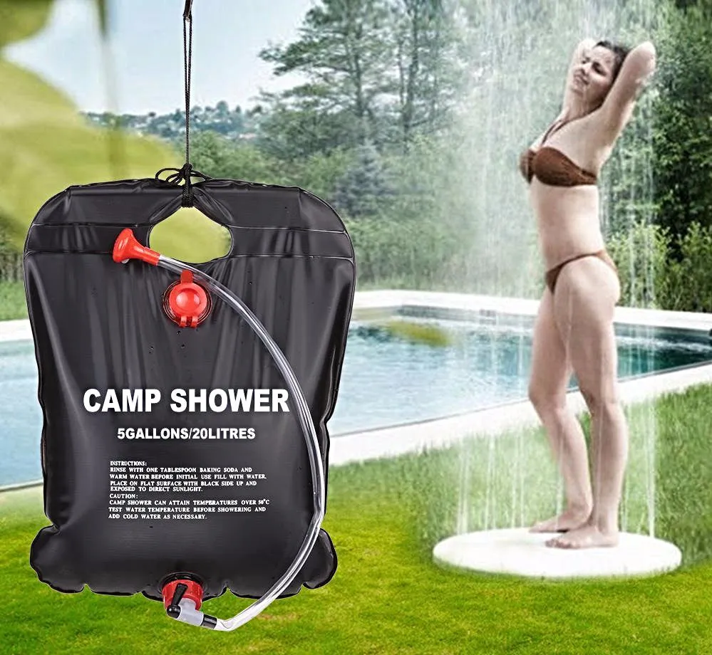 Solar Energy Heated Camp Shower bag 20L/5 Gallons